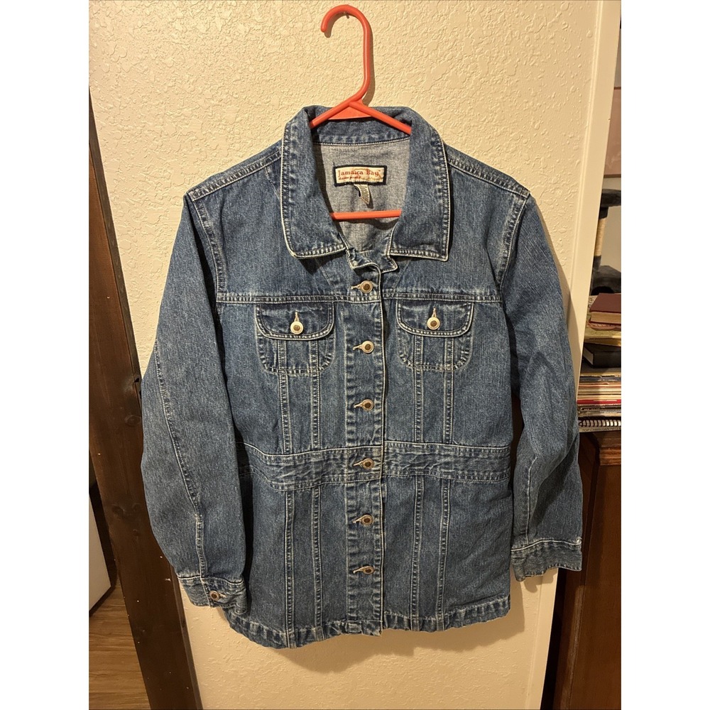 VTG Jamaica Bay Jean Jacket Womens Size L Blue Denim 90s Y2K Western Country
